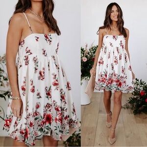 Stories Floral print babydoll dress Flowy Whimsical Romantic Summer